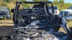 The charred remains of a truck at Oklahoma's Choctaw Casino