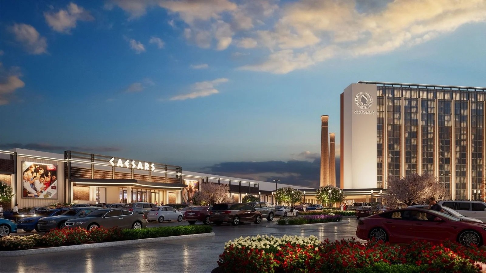 A rendering of the Caesars Virginia resort casino