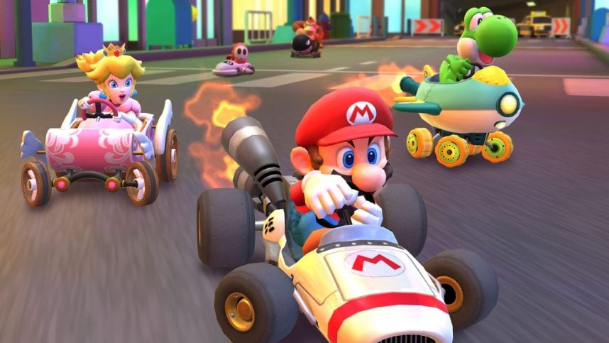 An image from the Mario Kart Tour mobile video game